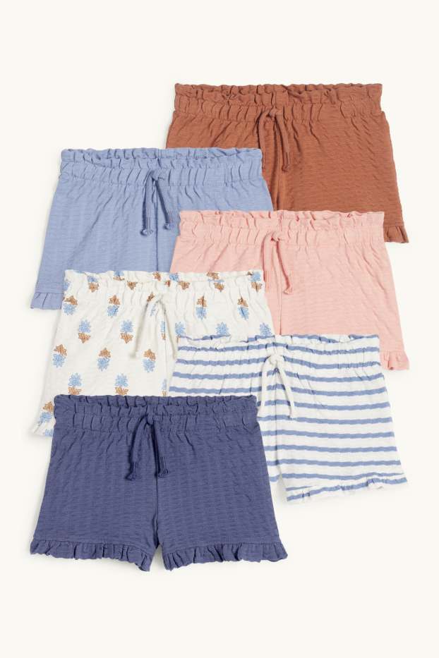 Enfants filles - Lot de 6 - fleur - shorts - texturés - marron