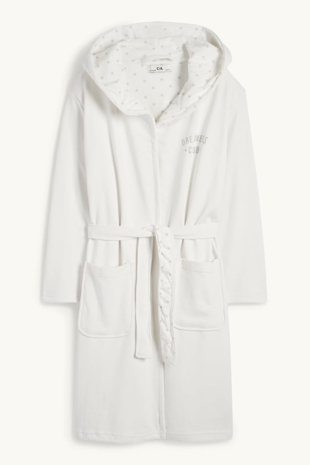 Children Boys - Bathrobe with hood - white