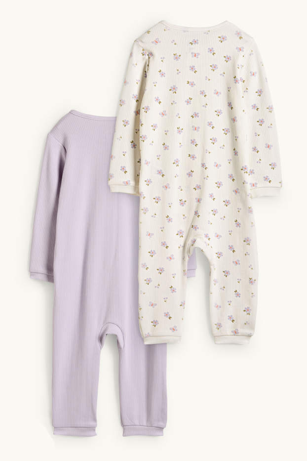 Baby Mädchen - Multipack 2er - Blümchen - Baby-Schlafanzug - gerippt - hellviolett
