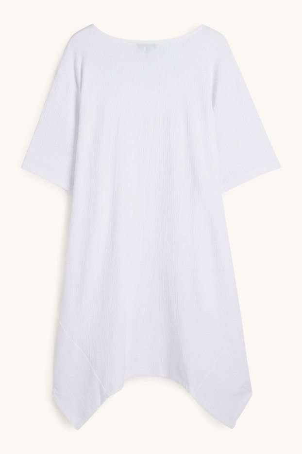 Women - T-shirt - textured - white