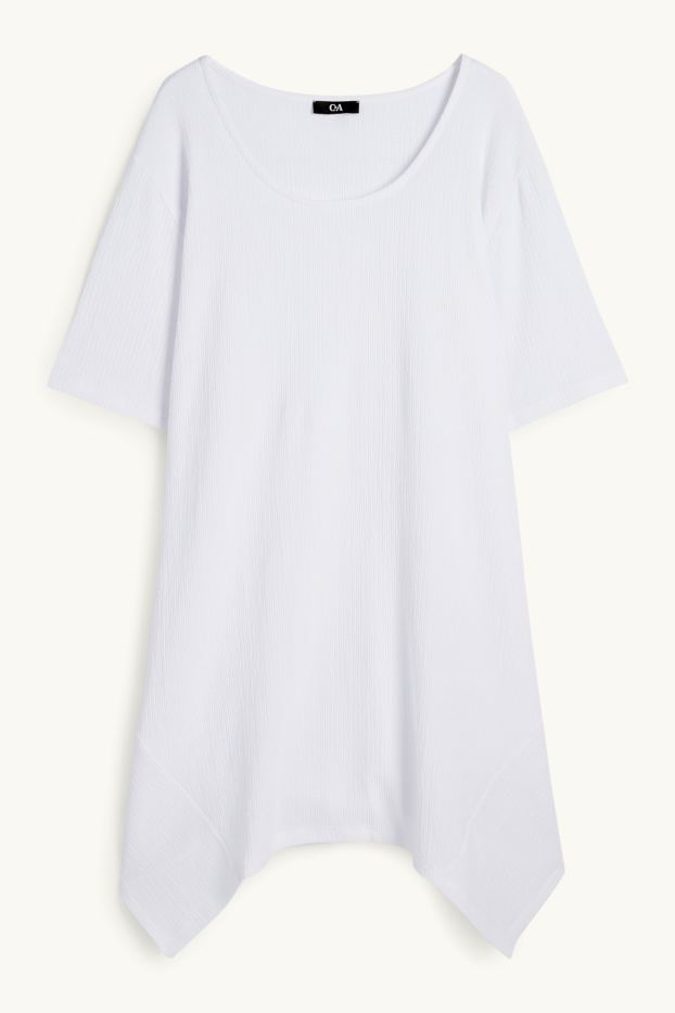 Women - T-shirt - textured - white