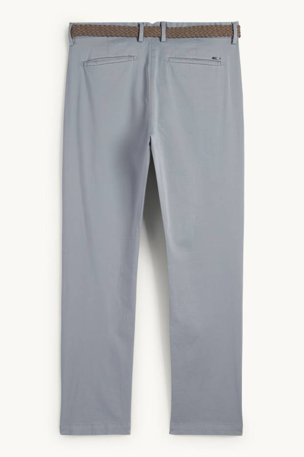 Herren - Chino mit Gürtel - Regular Fit - grau