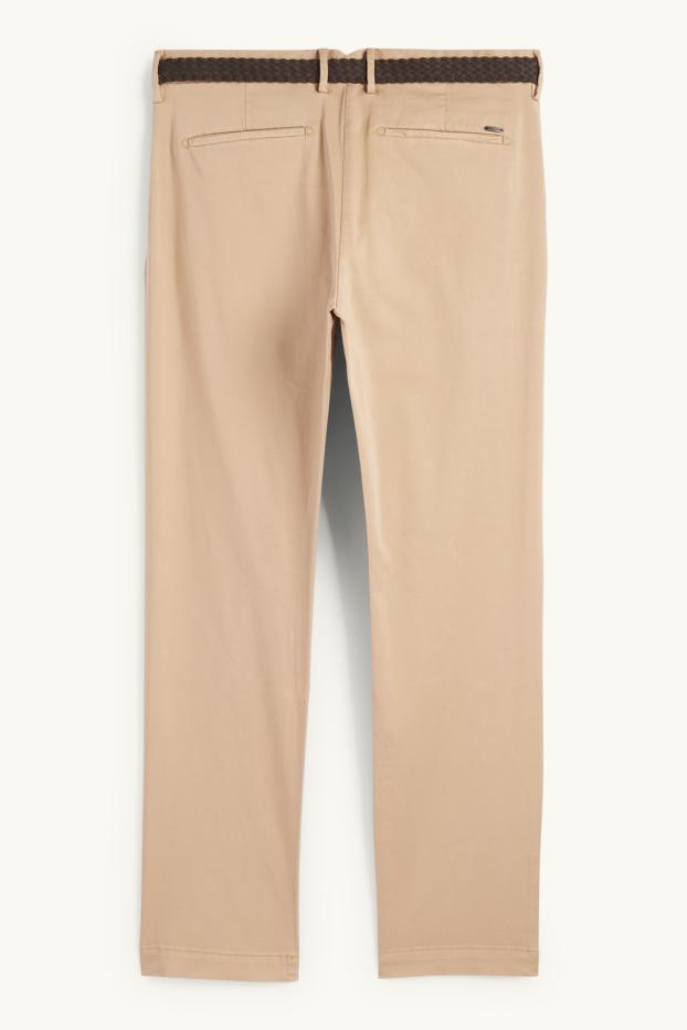 Herren - Chino mit Gürtel - Regular Fit - hellbraun