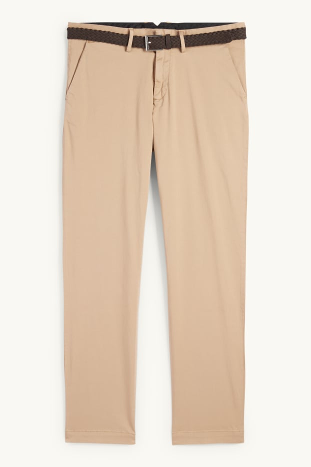 Herren - Chino mit Gürtel - Regular Fit - hellbraun