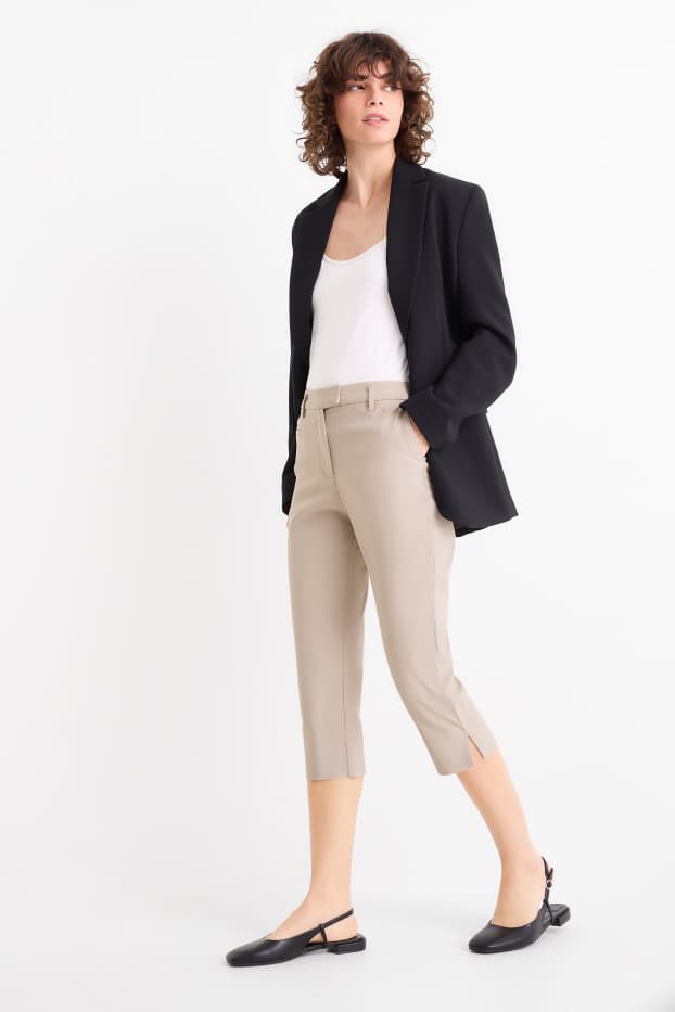 Damen - Caprihose - Mid Waist - Slim Fit - beige
