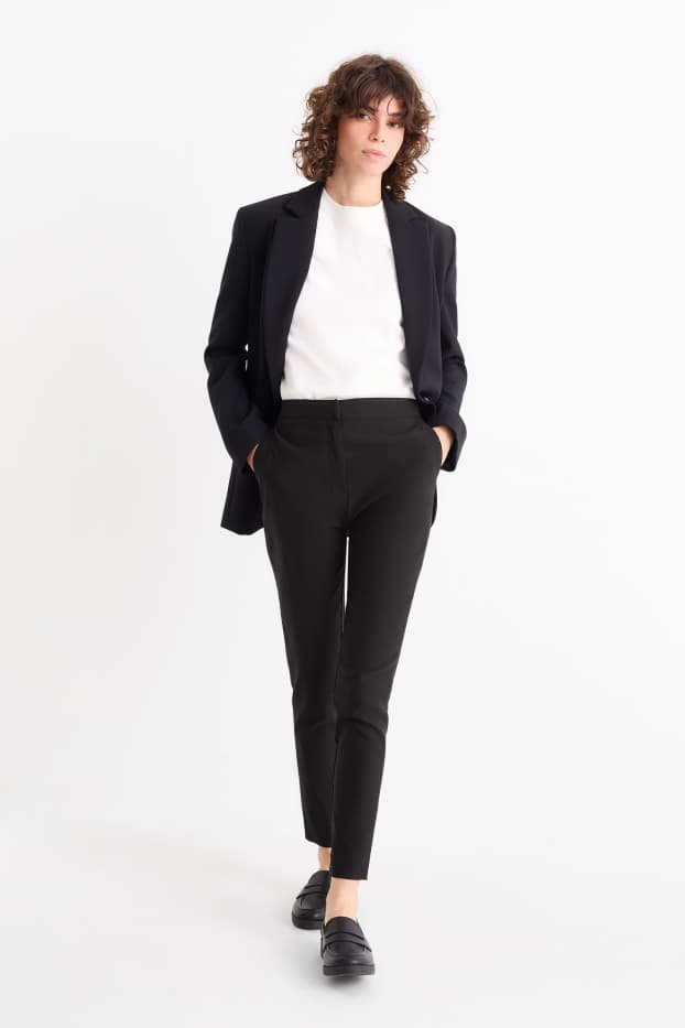 Women - Cloth trousers - mid-rise waist - slim fit - black