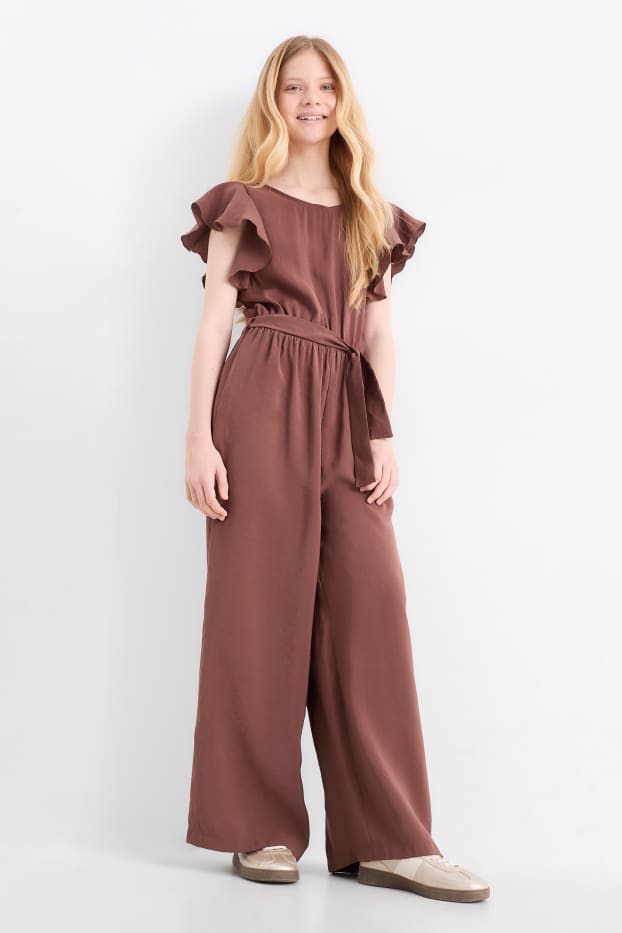 Kinderen: meisjes - Jumpsuit - donkerbruin