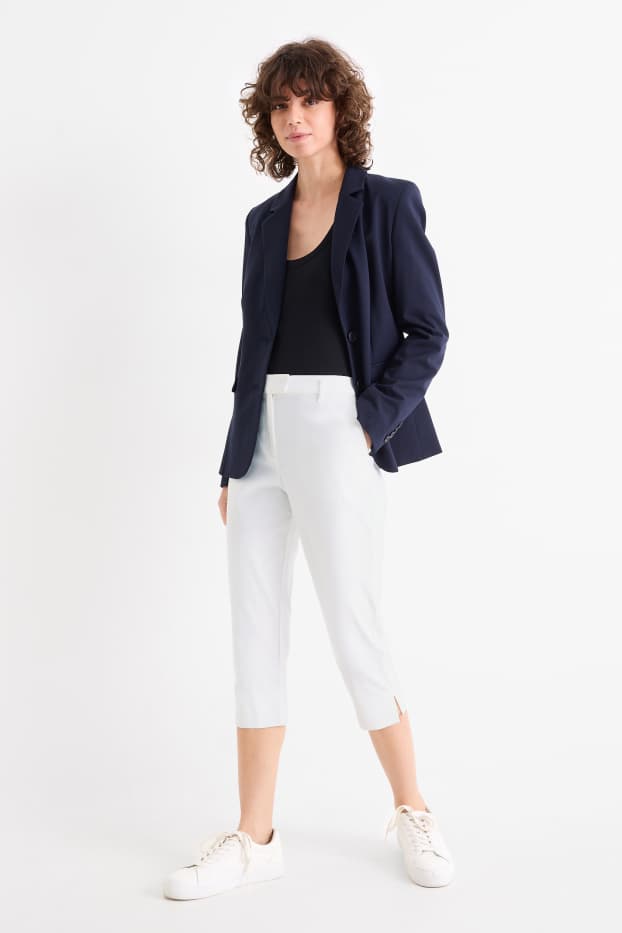 Damen - Caprihose - Mid Waist - Slim Fit - weiss