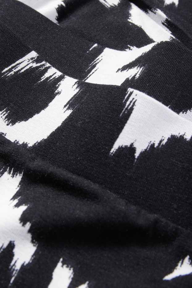 Women - Jersey trousers - mid-rise waist - wide leg - patterned - black / white