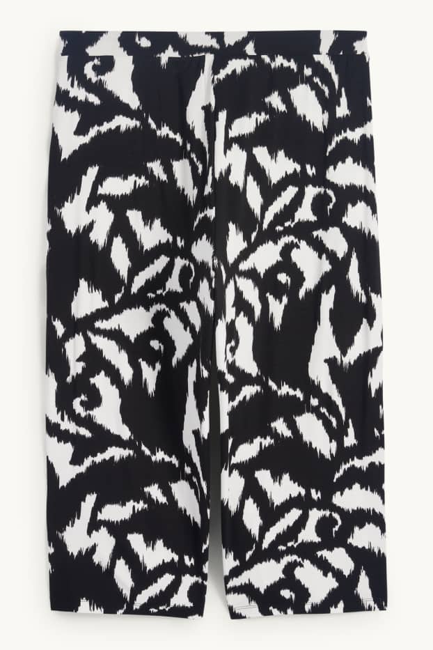 Women - Jersey trousers - mid-rise waist - wide leg - patterned - black / white