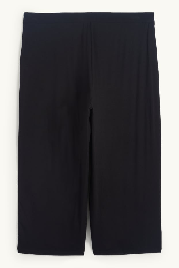 Femei - Pantaloni din jerseu - talie medie - wide leg - negru