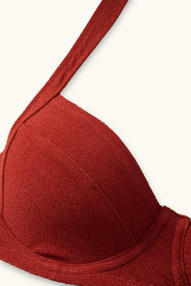 Women - Underwire bikini top - LYCRA® XTRA LIFE™ - textured - dark red