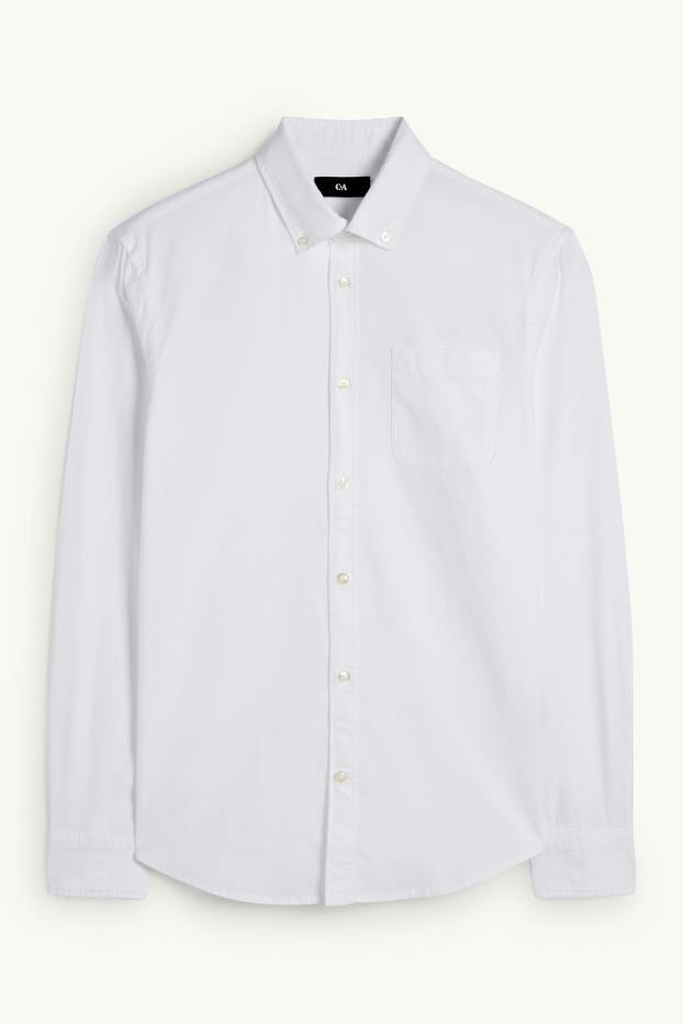 Herren - Hemd - Regular Fit - Button-down - weiss