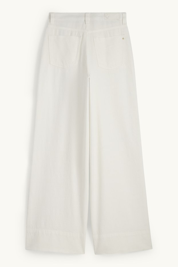Damen - Wide Leg Jeans - Mid Waist - weiss