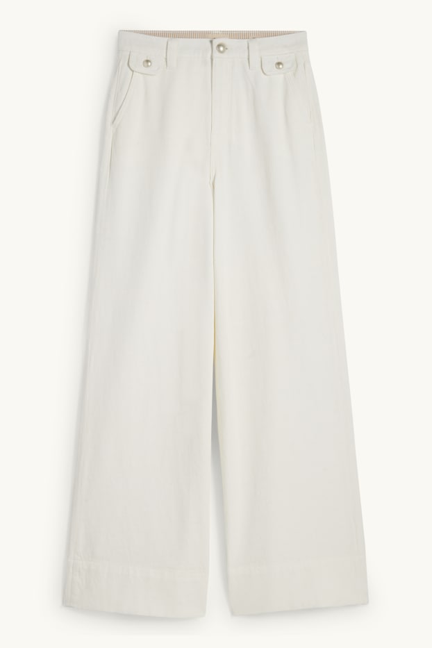 Damen - Wide Leg Jeans - Mid Waist - weiss
