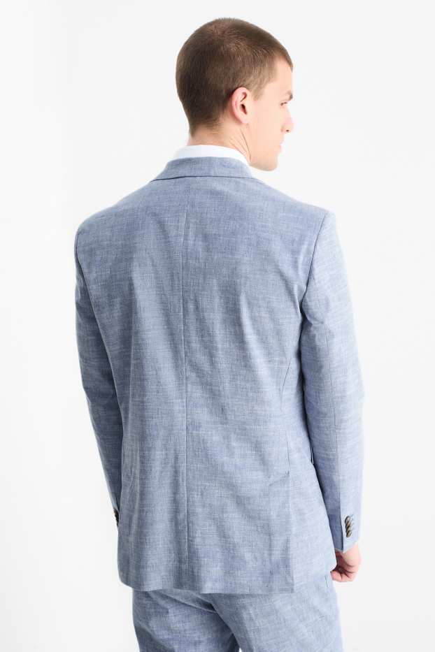 Hommes - Veste de costume en lin mélangé - regular fit - Flex - bleu