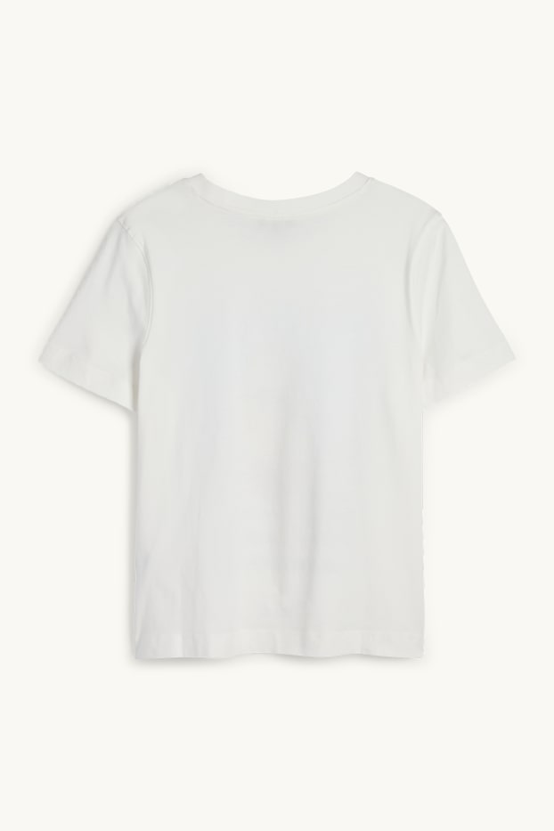 Mujer - Camiseta con pedrería - regular fit - blanco