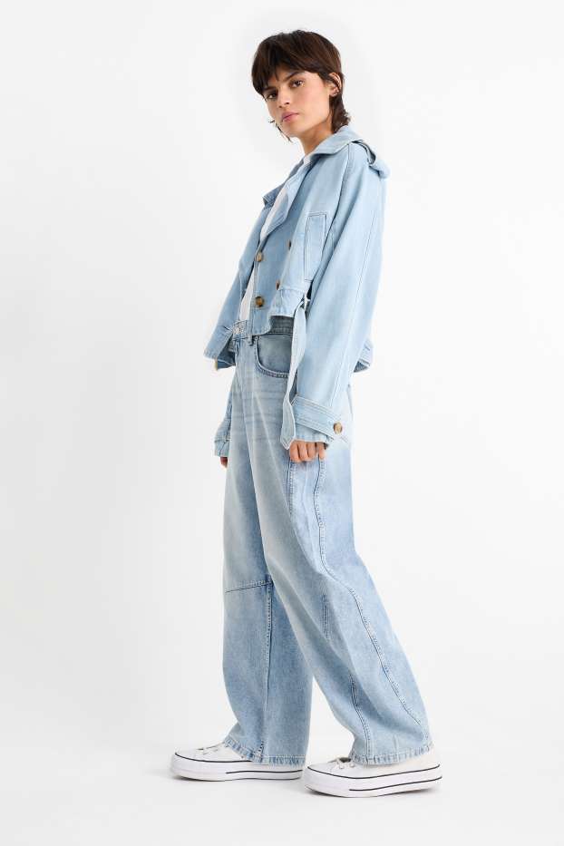 Dámské - Balloon jeans - mid waist - džíny - světle modré