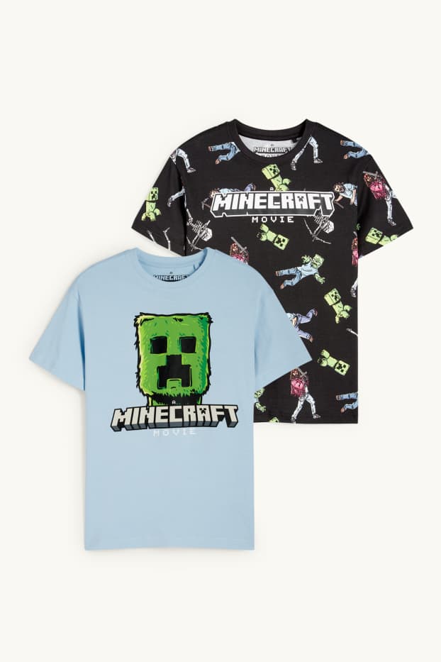 Kinder Buben - Multipack 2er - Minecraft - Kurzarmshirt - schwarz
