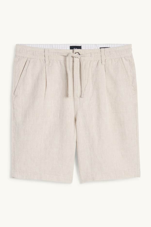 Uomo - Shorts - misto lino - beige chiaro