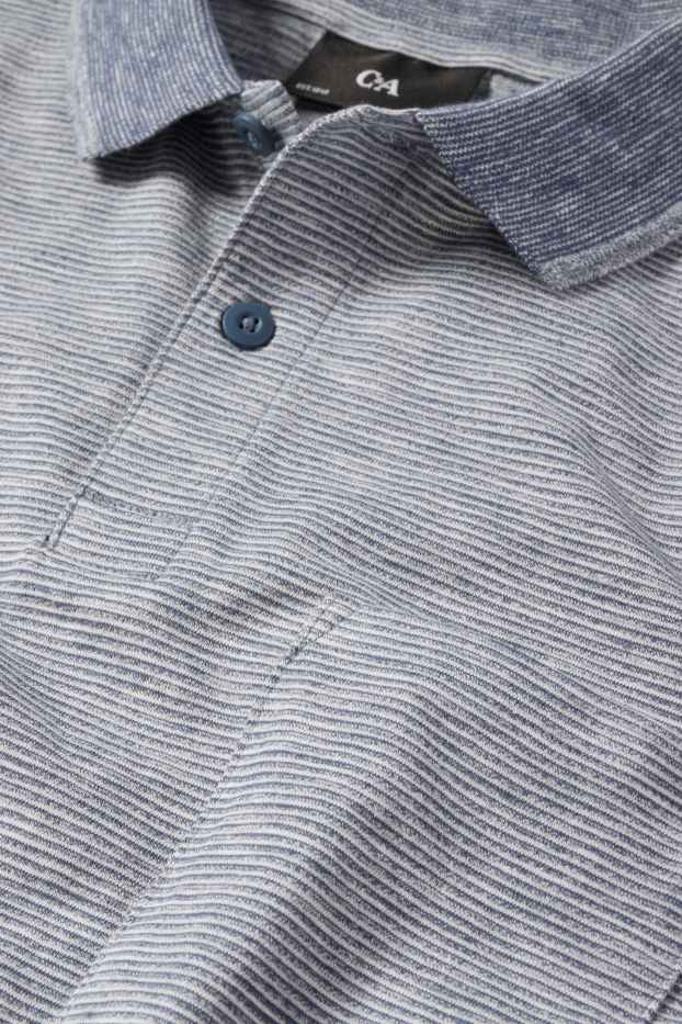 Home - Polo - regular fit - de ratlles - blau