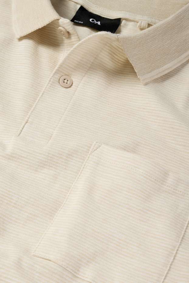 Heren - Poloshirt - regular fit - gestreept - beige