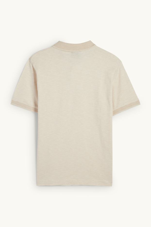 Heren - Poloshirt - regular fit - gestreept - beige