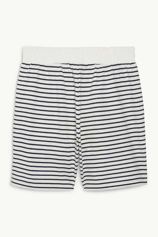 Mujer - Shorts deportivos básicos - de rayas - blanco / negro