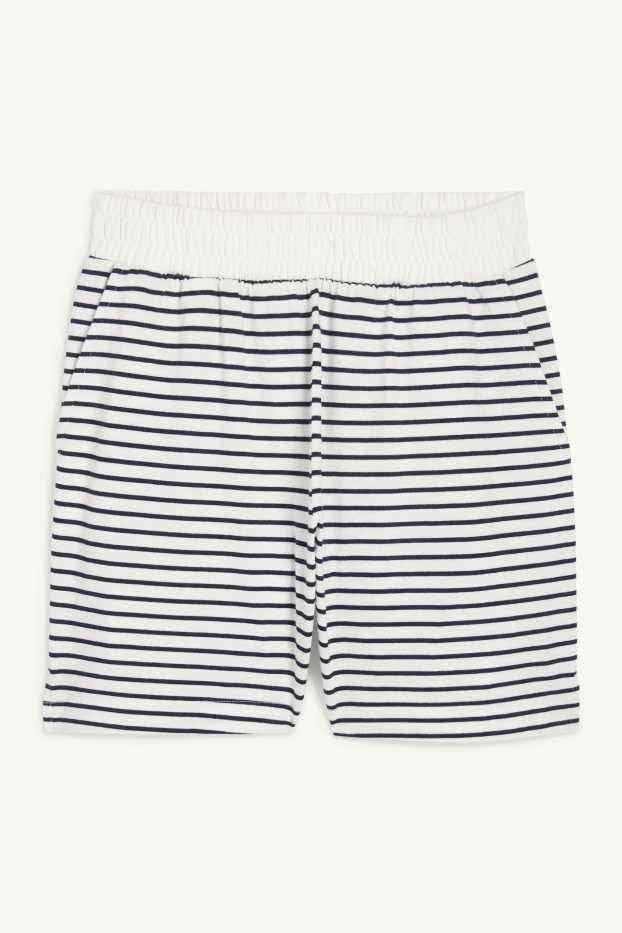 Mujer - Shorts deportivos básicos - de rayas - blanco / negro