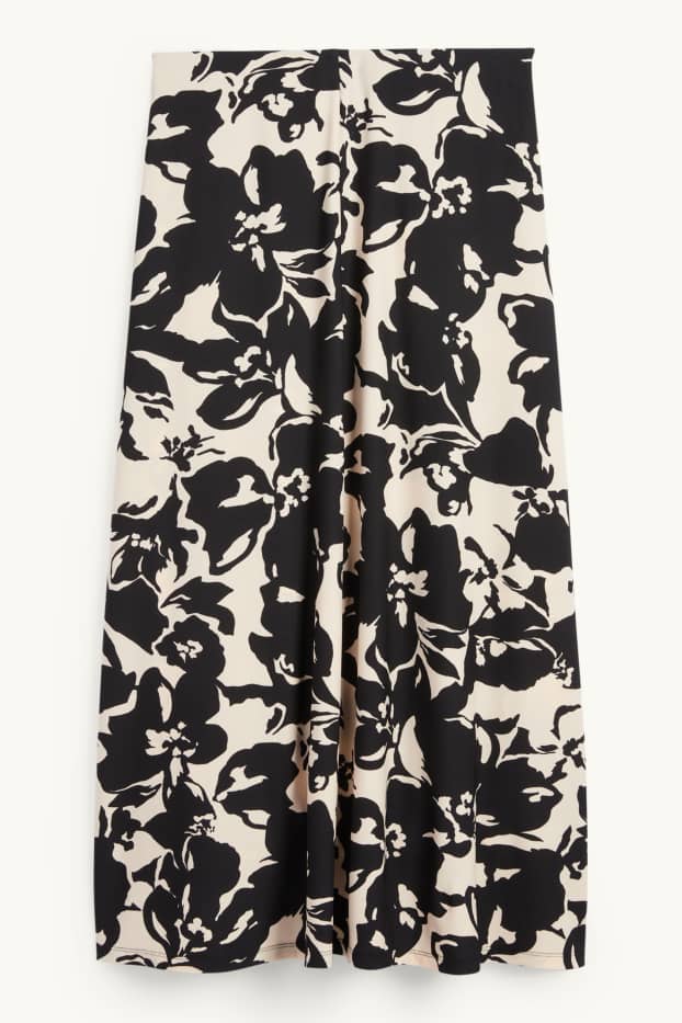Dames - Rok - gebloemd - zwart / beige
