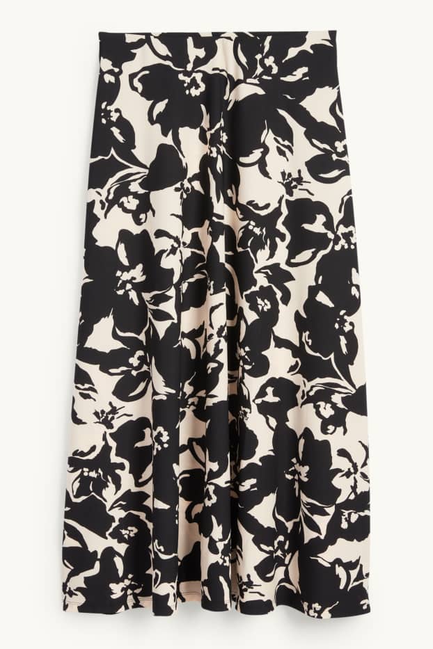 Dames - Rok - gebloemd - zwart / beige
