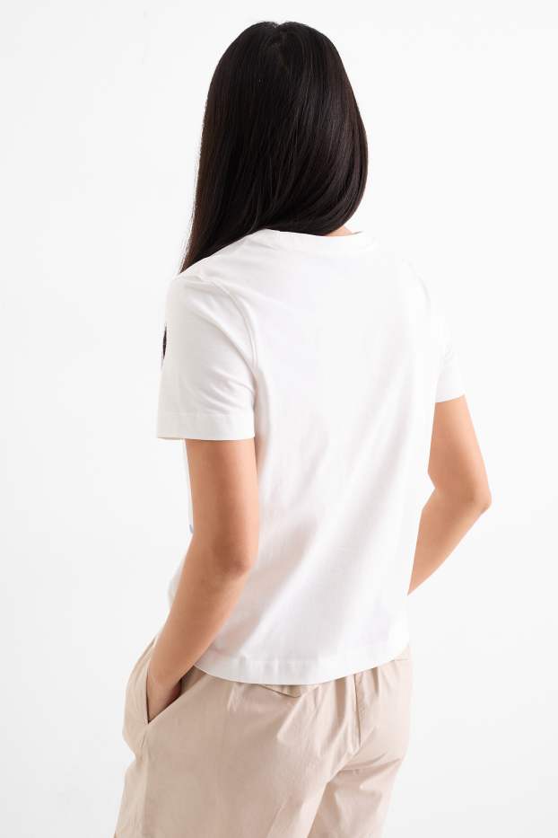 Mujer - Camiseta con pedrería - regular fit - blanco