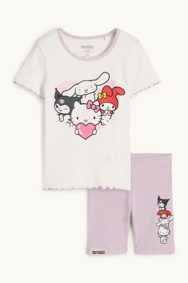 Children Girls - Hello Kitty and Friends - set - short sleeve T-shirt and cycling shorts - cremewhite