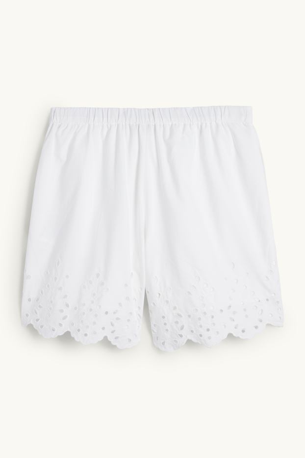 Mujer - Shorts - high waist - bordado inglés - blanco