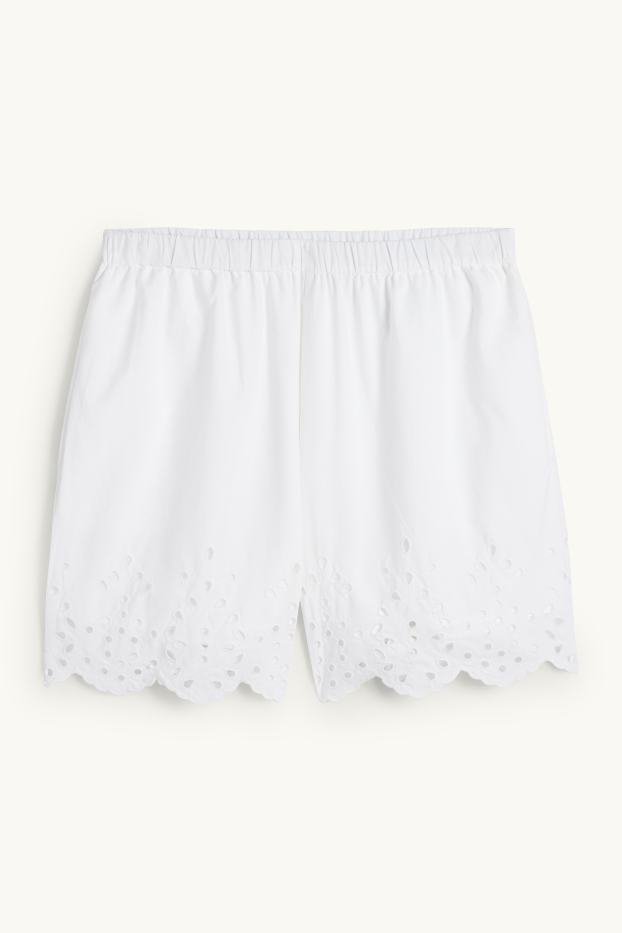 Mujer - Shorts - high waist - bordado inglés - blanco