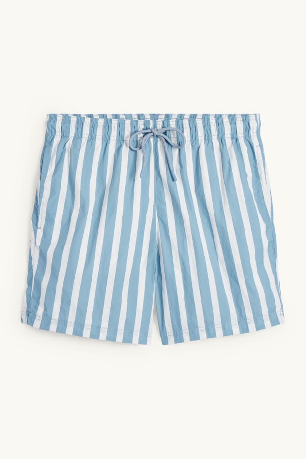 Hommes - Short de bain - à rayures - bleu / blanc