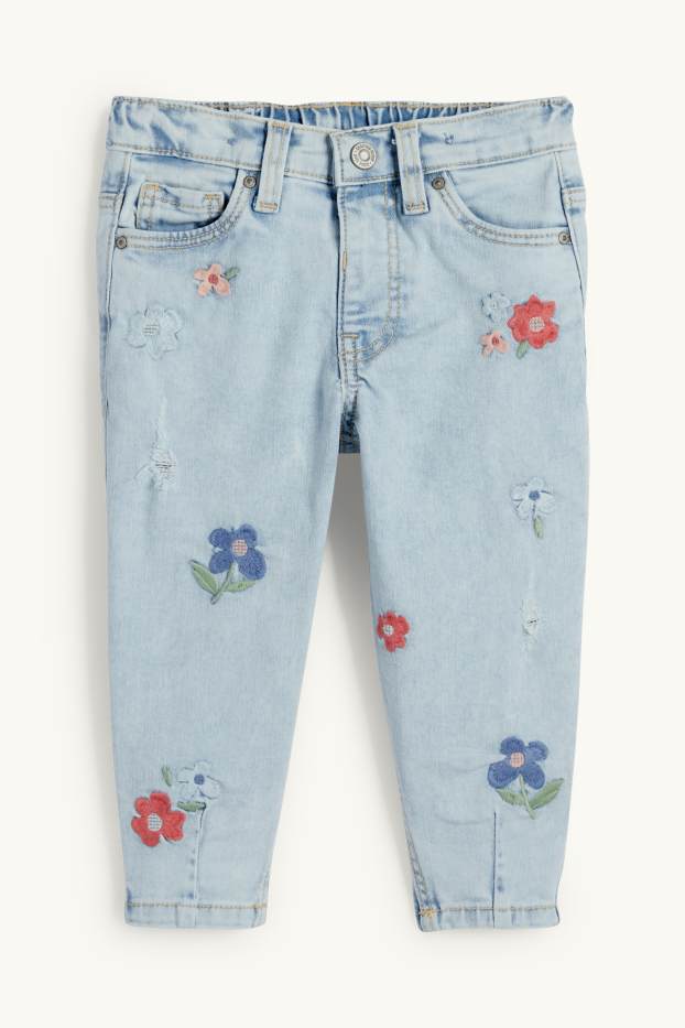 Enfants filles - Fleurs - relaxed jean - LYCRA® - jean bleu clair