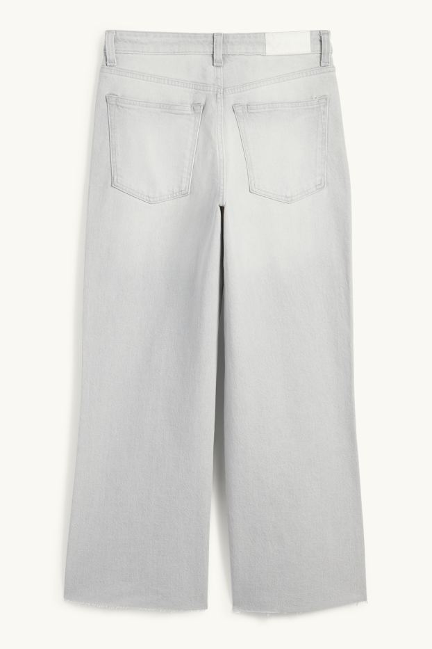 Damen - Crop Wide Leg Jeans - Mid Waist - helljeansgrau