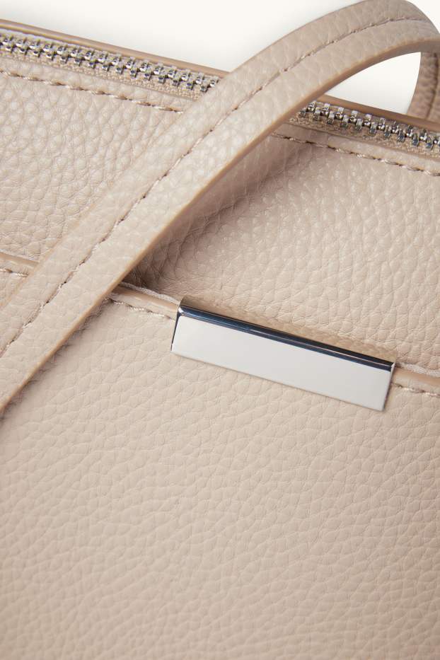 Damen - Umhängetasche - Lederimitat - hellbeige