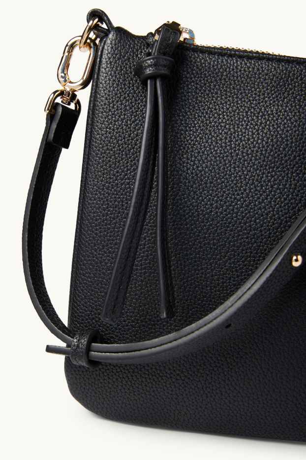Women - Crossbody bag with detachable bag strap - faux leather - black