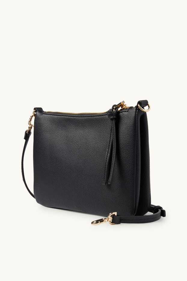 Women - Crossbody bag with detachable bag strap - faux leather - black