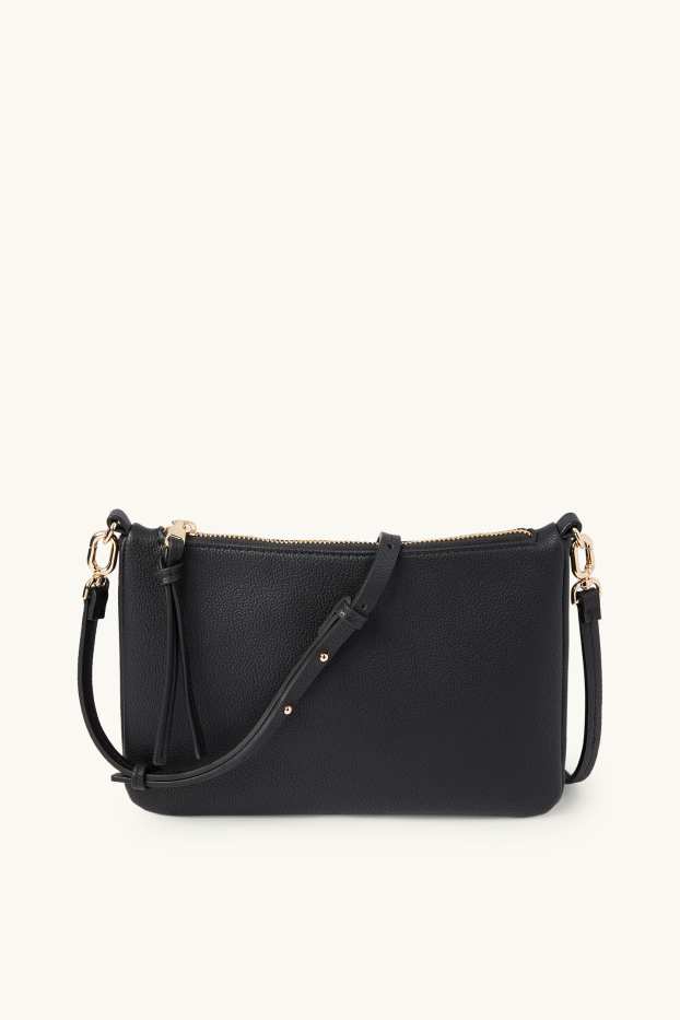 Women - Crossbody bag with detachable bag strap - faux leather - black