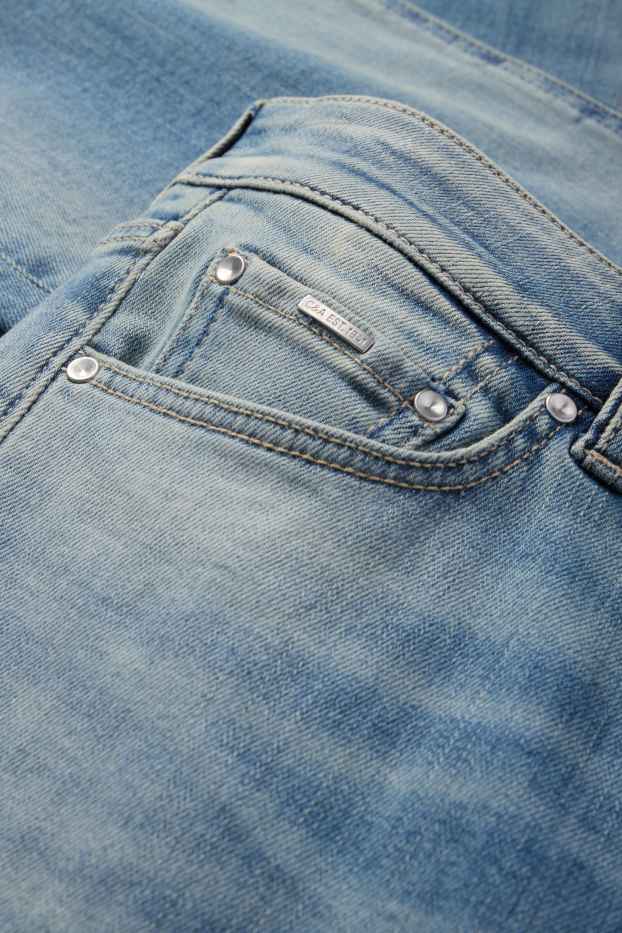 Women - Cropped bootcut jeans - mid-rise waist - denim-light blue