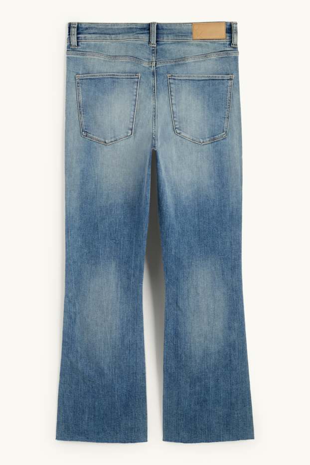 Women - Cropped bootcut jeans - mid-rise waist - denim-light blue