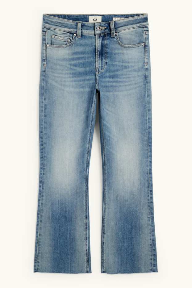 Women - Cropped bootcut jeans - mid-rise waist - denim-light blue