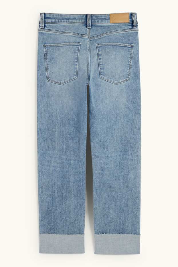 Damen - Crop Straight Jeans - Mid Waist - LYCRA® - helljeansblau