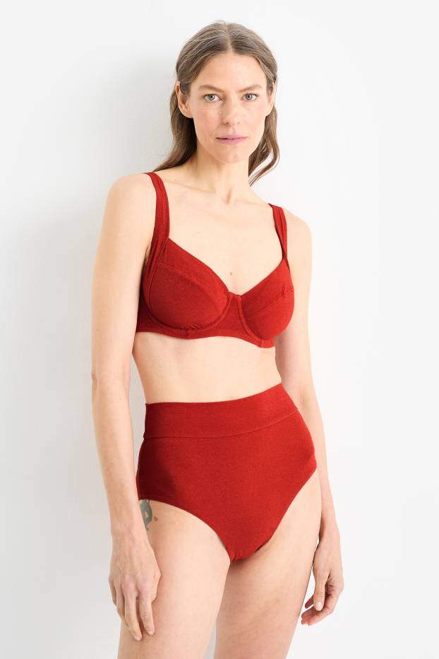 Women - Underwire bikini top - LYCRA® XTRA LIFE™ - textured - dark red