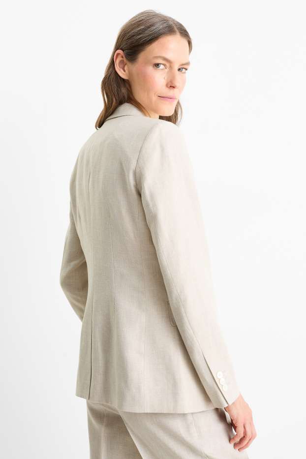 Dames - Oversized blazer, deels met linnen - beige