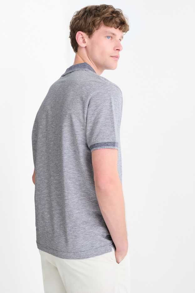 Home - Polo - regular fit - de ratlles - blau