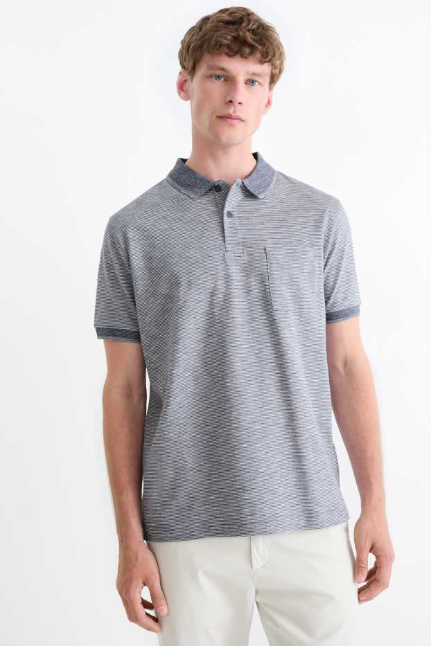 Home - Polo - regular fit - de ratlles - blau